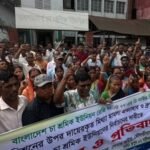 চা শ্রমিক ইউনিয়নের দ্রুত নির্বাচনের দাবিতে শ্রীমঙ্গলে মানববন্ধন